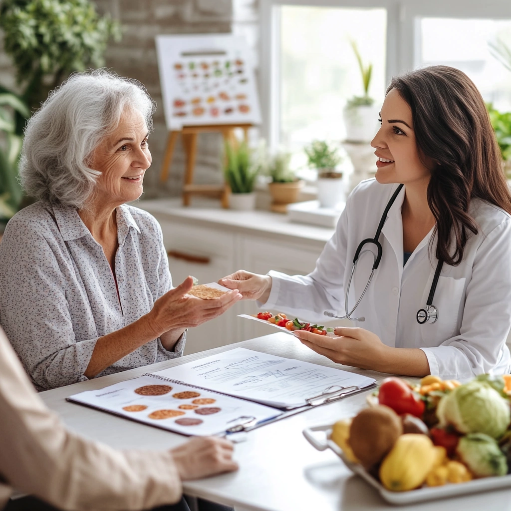 Дієтолог консультує літню жінку